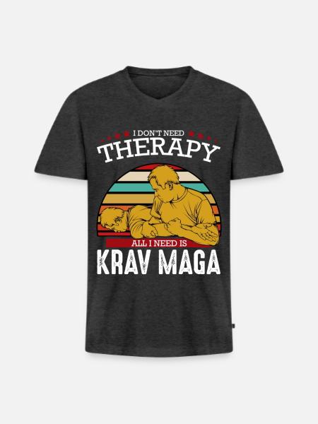 Krav Maga - T-shirt encolure en V Premium bio Homme - anthracite chiné