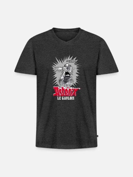 Asterix & Obelix - Asteriy Dynamics - Men's Premium Organic T-shirt with V-neck - heather anthracite
