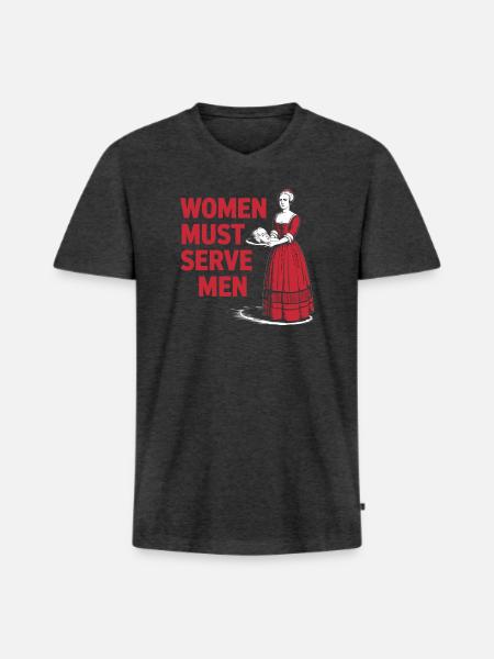 Women must serve men - Männer Premium Bio T-Shirt mit V-Ausschnitt - Anthrazit meliert