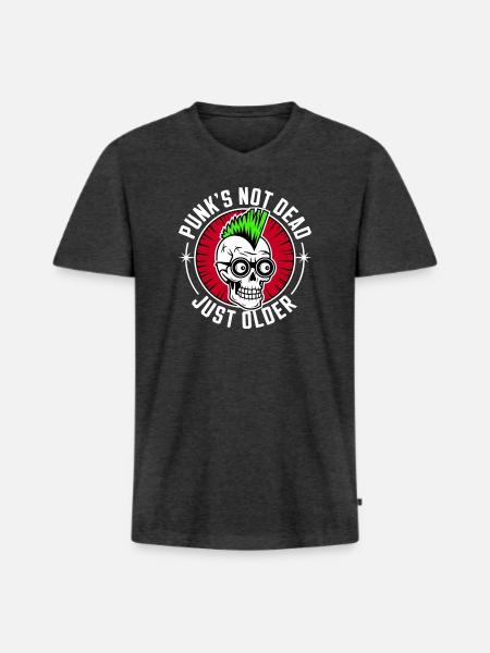 Punk's not dead just older - Männer Premium Bio T-Shirt mit V-Ausschnitt - Anthrazit meliert