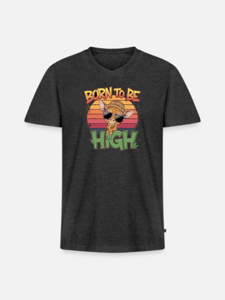 Born to be High - Männer Premium Bio T-Shirt mit V-Ausschnitt - Anthrazit meliert