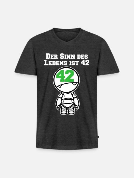 Durchgeknallter Lebenssinn Galaxis - Männer Premium Bio T-Shirt mit V-Ausschnitt - Anthrazit meliert