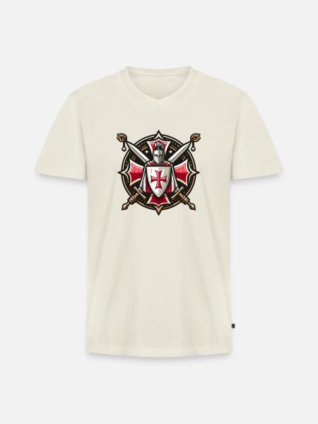 Knights templar - Men's Premium Organic T-shirt with V-neck - off white