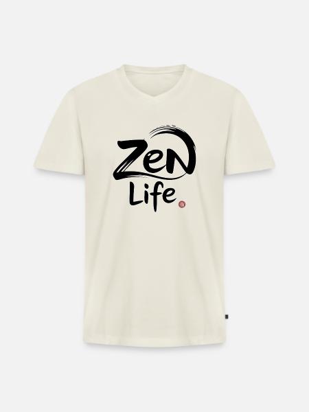 Zen-Leben: Frieden und Gleichgewicht - Männer Premium Bio T-Shirt mit V-Ausschnitt - Naturweiß