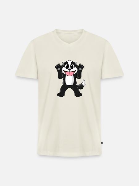 Badger - Men's Premium Organic T-shirt with V-neck - off white