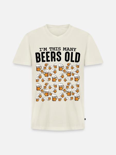 Beer Mug Pattern Collection Birthday 50 - Men's Premium Organic T-shirt with V-neck - off white