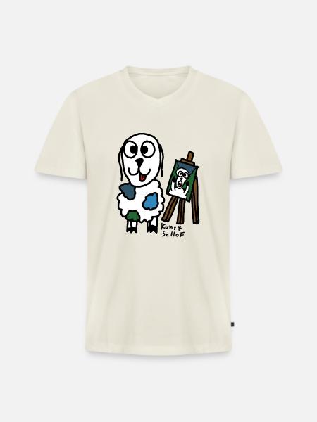 Kunst ScHoF - Männer Premium Bio T-Shirt mit V-Ausschnitt - Naturweiß