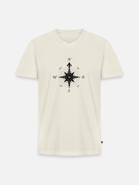 Wind Rose - compass - retro - Men's Premium Organic T-shirt with V-neck - off white