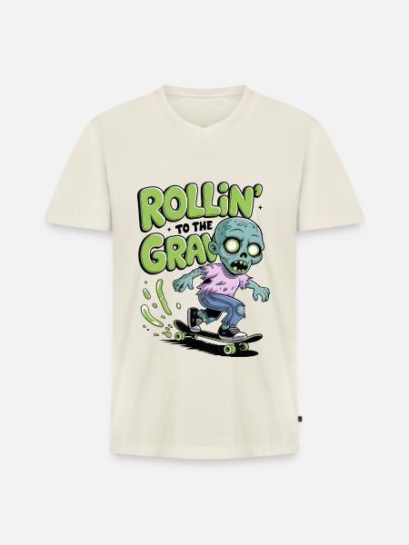 Rollin zum Grab - Männer Premium Bio T-Shirt mit V-Ausschnitt - Naturweiß