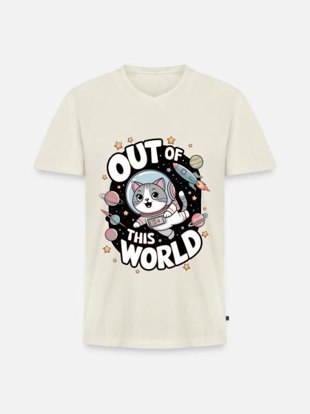 Out Of This World - Men's Premium Organic T-shirt with V-neck - off white