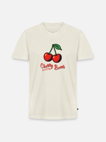 Kirsch-Mädchen - Männer Premium Bio T-Shirt mit V-Ausschnitt - Naturweiß