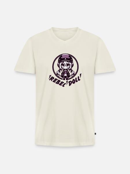 Rebellische Puppe - Männer Premium Bio T-Shirt mit V-Ausschnitt - Naturweiß