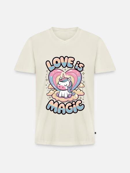 Love Is Magic - Men's Premium Organic T-shirt with V-neck - off white