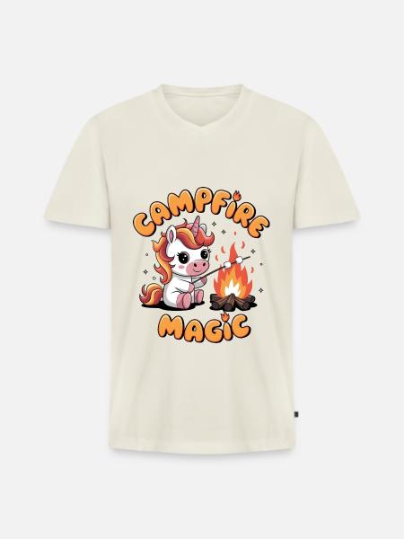 Campfire Magic - Men's Premium Organic T-shirt with V-neck - off white