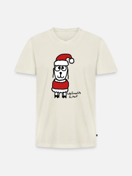 Weihnachts ScHoF - Männer Premium Bio T-Shirt mit V-Ausschnitt - Naturweiß
