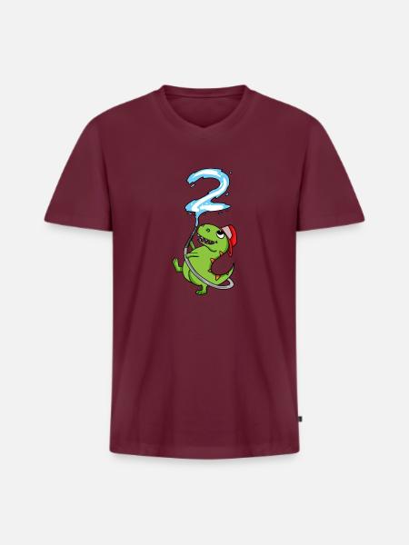 2nd birthday dinosaur fire department - Men's Premium Organic T-shirt with V-neck - burgundy