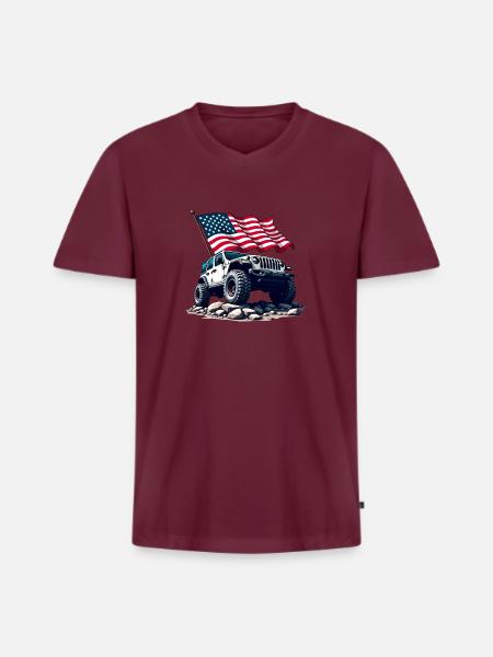 American Off-Road - Men's Premium Organic T-shirt with V-neck - burgundy