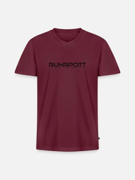 Ruhrpott - Männer Premium Bio T-Shirt mit V-Ausschnitt - Burgunderrot