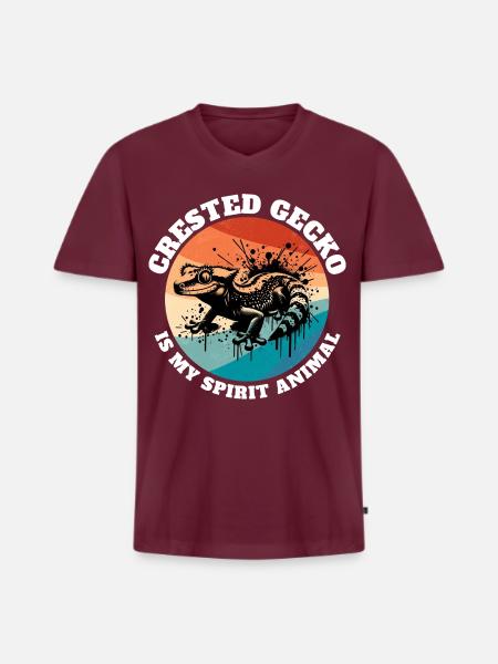 Kronengecko Sprüche - Männer Premium Bio T-Shirt mit V-Ausschnitt - Burgunderrot