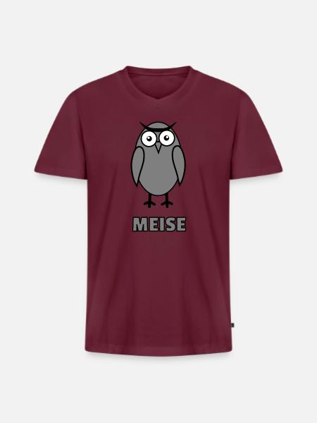 Meise - Männer Premium Bio T-Shirt mit V-Ausschnitt - Burgunderrot