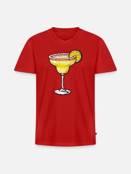Limetten Margarita Glas - Männer Premium Bio T-Shirt mit V-Ausschnitt - Rot