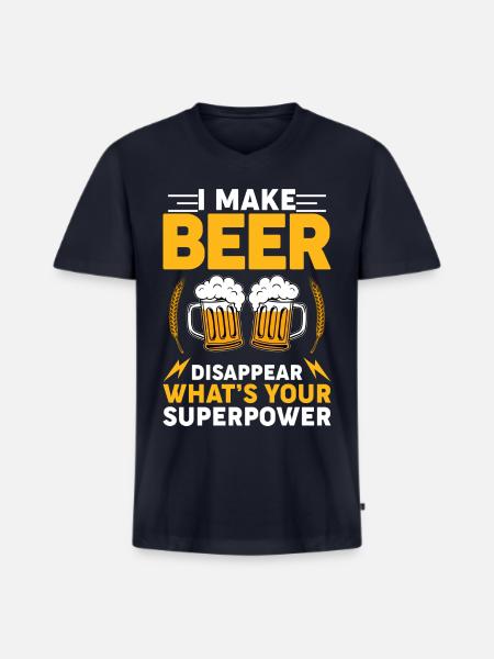 Bier verschwinden – Welche Superkraft? - Männer Premium Bio T-Shirt mit V-Ausschnitt - Navy