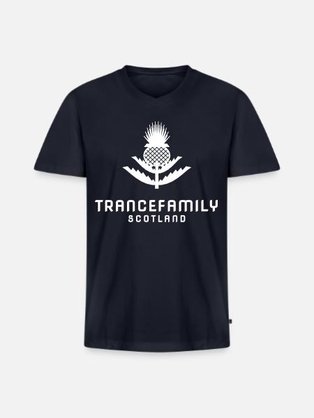 TranceFamily Scotland - Thistle Trance - Männer Premium Bio T-Shirt mit V-Ausschnitt - Navy