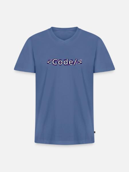 Code style (purple) - T-shirt encolure en V Premium bio Homme - bleu pigeon