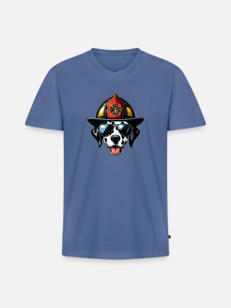 Dalmatiens des pompiers - T-shirt encolure en V Premium bio Homme - bleu pigeon