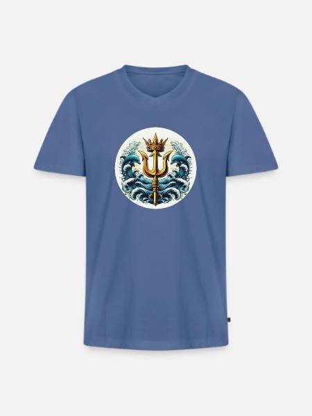 Trident Symbol - Men's Premium Organic T-shirt with V-neck - stone blue