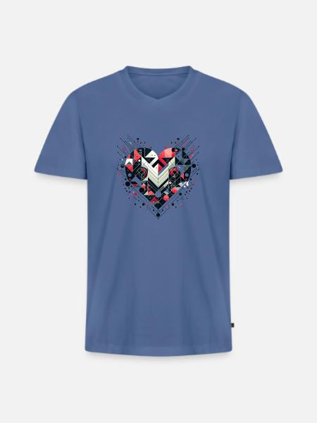 Geometric Heart - Men's Premium Organic T-shirt with V-neck - stone blue