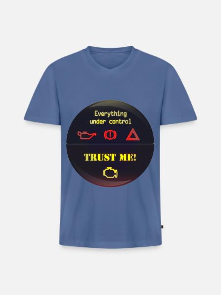 Under Control Trust Me - Männer Premium Bio T-Shirt mit V-Ausschnitt - Taubenblau