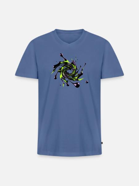 Giftiger Neon-Flüssigchromwirbel - Männer Premium Bio T-Shirt mit V-Ausschnitt - Taubenblau