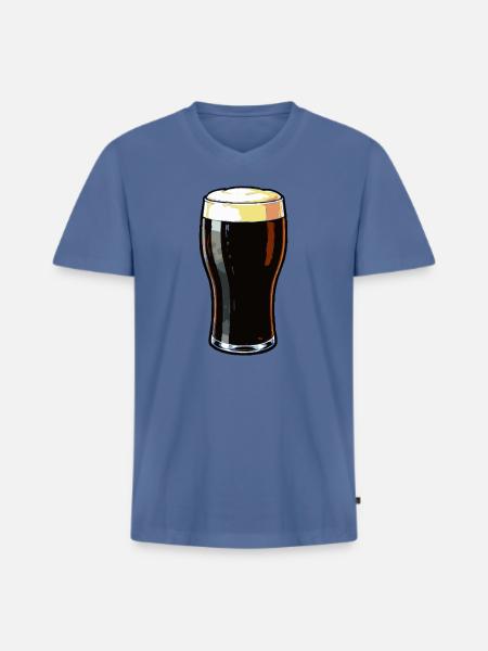 Dunkles Bierglas Motiv - Männer Premium Bio T-Shirt mit V-Ausschnitt - Taubenblau