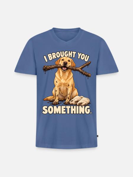 Labrador-Zweigstellenlieferung - Männer Premium Bio T-Shirt mit V-Ausschnitt - Taubenblau