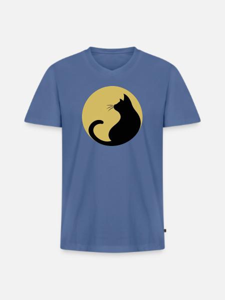 Katze Mond - Männer Premium Bio T-Shirt mit V-Ausschnitt - Taubenblau