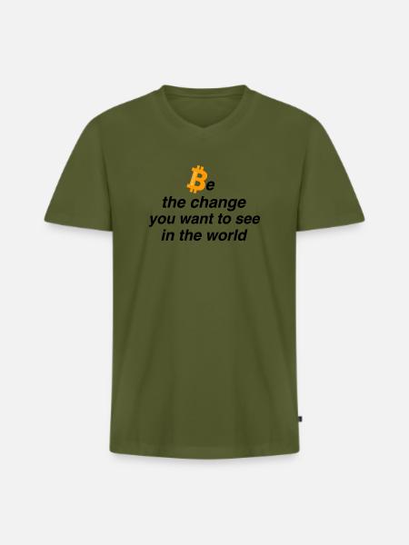 Be the change - Männer Premium Bio T-Shirt mit V-Ausschnitt - Khaki