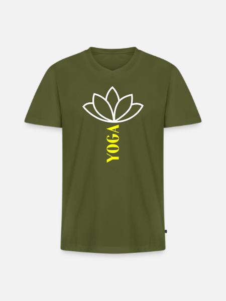 Yoga Lotusblume Lotusblüte Namaste - Männer Premium Bio T-Shirt mit V-Ausschnitt - Khaki