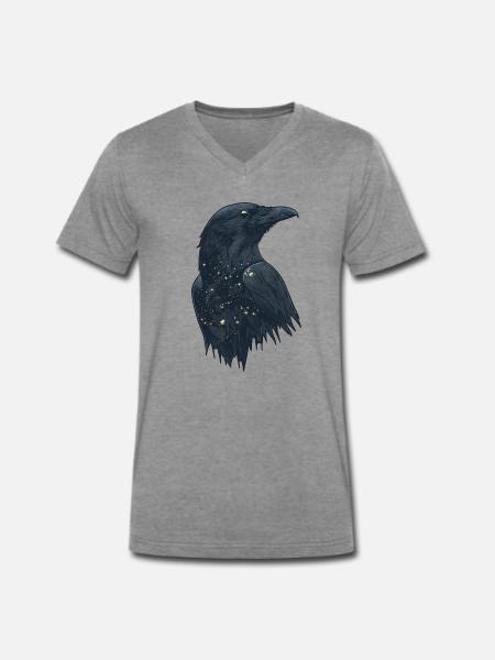 Raven - Men's Premium Organic T-shirt with V-neck - dark heather grey