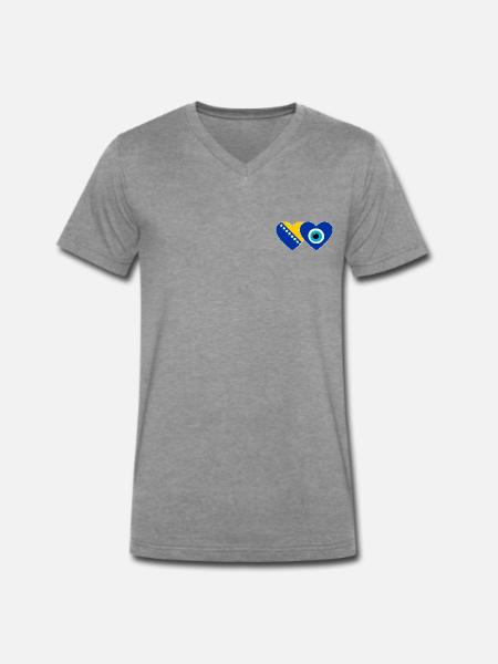 Bosnien Nazarperle Flagge - Männer Premium Bio T-Shirt mit V-Ausschnitt - Dunkelgrau meliert
