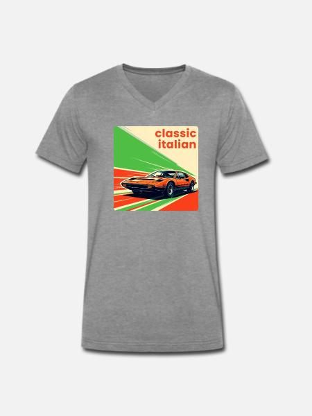 Classic Italian Sportscar - Men's Premium Organic T-shirt with V-neck - dark heather grey