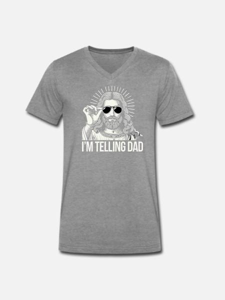 I'm telling Dad - Männer Premium Bio T-Shirt mit V-Ausschnitt - Dunkelgrau meliert