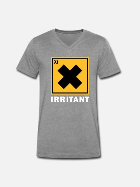 REIZENDES WARNZEICHEN - Männer Premium Bio T-Shirt mit V-Ausschnitt - Dunkelgrau meliert