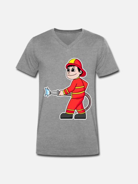Firefighter - Men's Premium Organic T-shirt with V-neck - dark heather grey