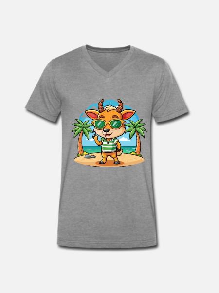 Antelope Funny Cartoon Summer Beach Sunglasses - Men's Premium Organic T-shirt with V-neck - dark heather grey