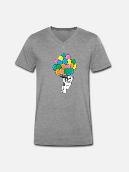 Polar bear balloon - Men's Premium Organic T-shirt with V-neck - dark heather grey