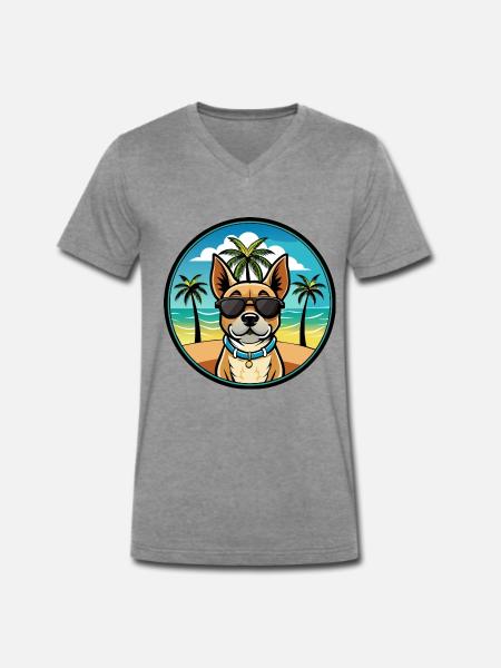 Braque Du Bourbonnais Hunderasse Cartoon Sonnenbrille - Männer Premium Bio T-Shirt mit V-Ausschnitt - Dunkelgrau meliert