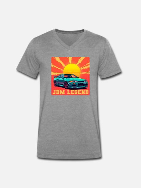 JDM Legend Sunrise - Men's Premium Organic T-shirt with V-neck - dark heather grey