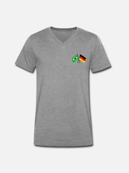 Brazil Germany Flag Crossed - Männer Premium Bio T-Shirt mit V-Ausschnitt - Dunkelgrau meliert