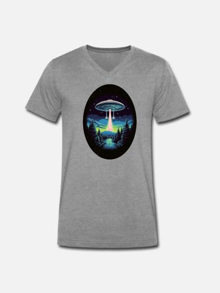 Aliens - Männer Premium Bio T-Shirt mit V-Ausschnitt - Dunkelgrau meliert